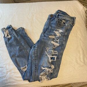 American Eagle Outfitters Ripped Light Blue Skinny Jeans